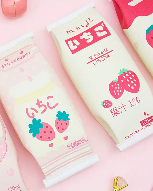 Cute Strawberry Milk Pencil Case