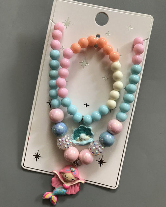 Mermaid Bead Bracelet Necklace Set
