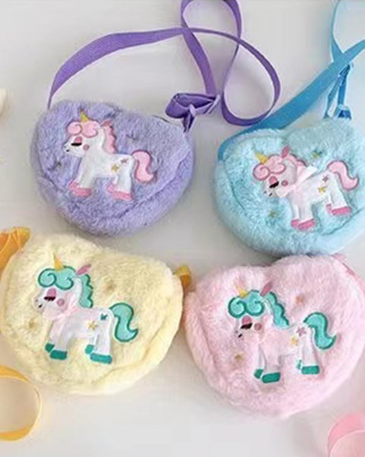 Unicorn Cute Heart Shape Plush Bag